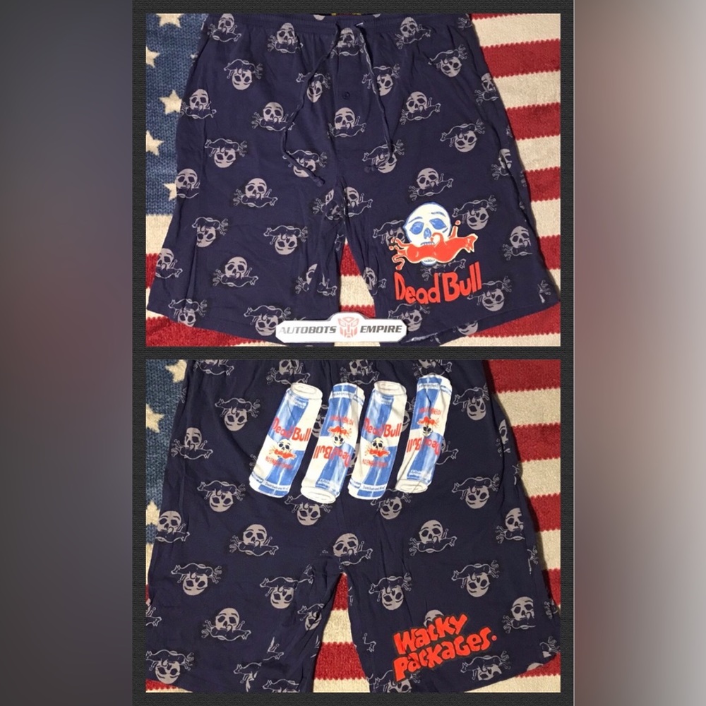 Vintage PROMO TOPPS WACKY PACKAGES DEAD BULL Shorts XL Cards Marvel Gpk pajamas